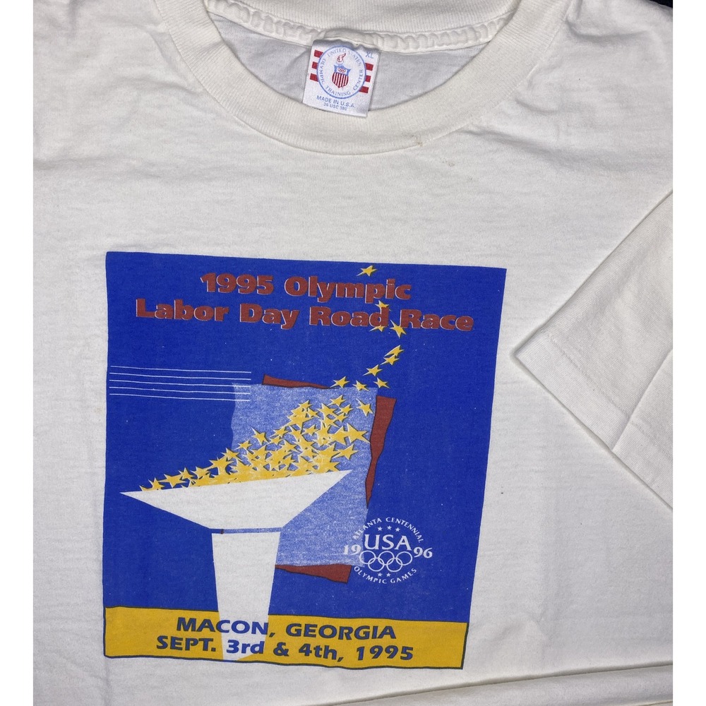 USA Olympics Labor‎ Day Road Race T-Shirt Mens XL Single Stitch Rare 90s Vintage
